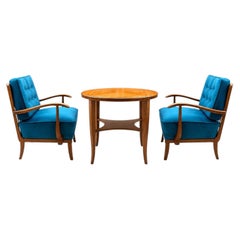 Art Deco Armchairs & Side Table Set by Gyula Kaesz, 1930s Hungary
