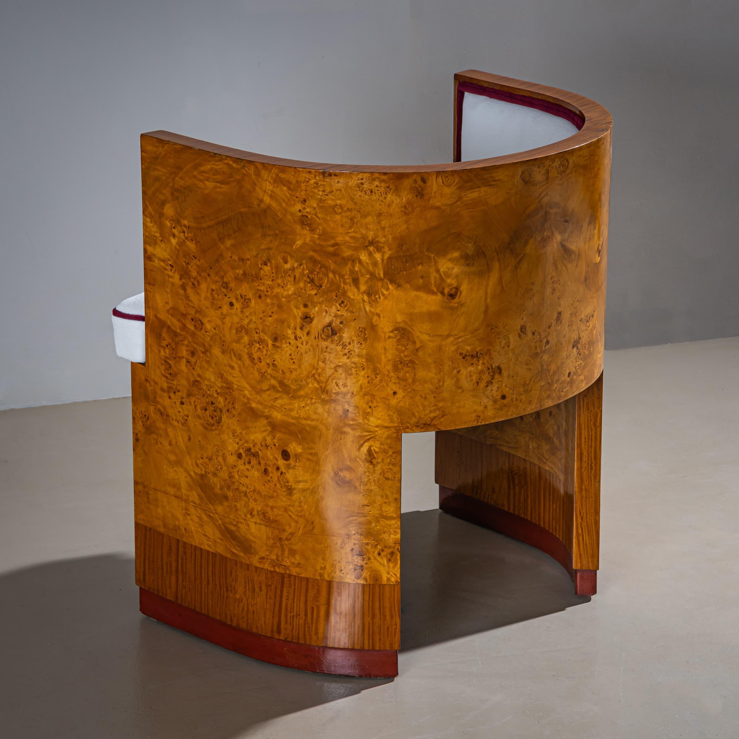 Art Deco Armchairs with Pouf, probably Italy For Sale 11