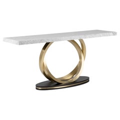 Art Deco Armilar Console Table, Carrara Marble, Brass, Handmade by Greenapple