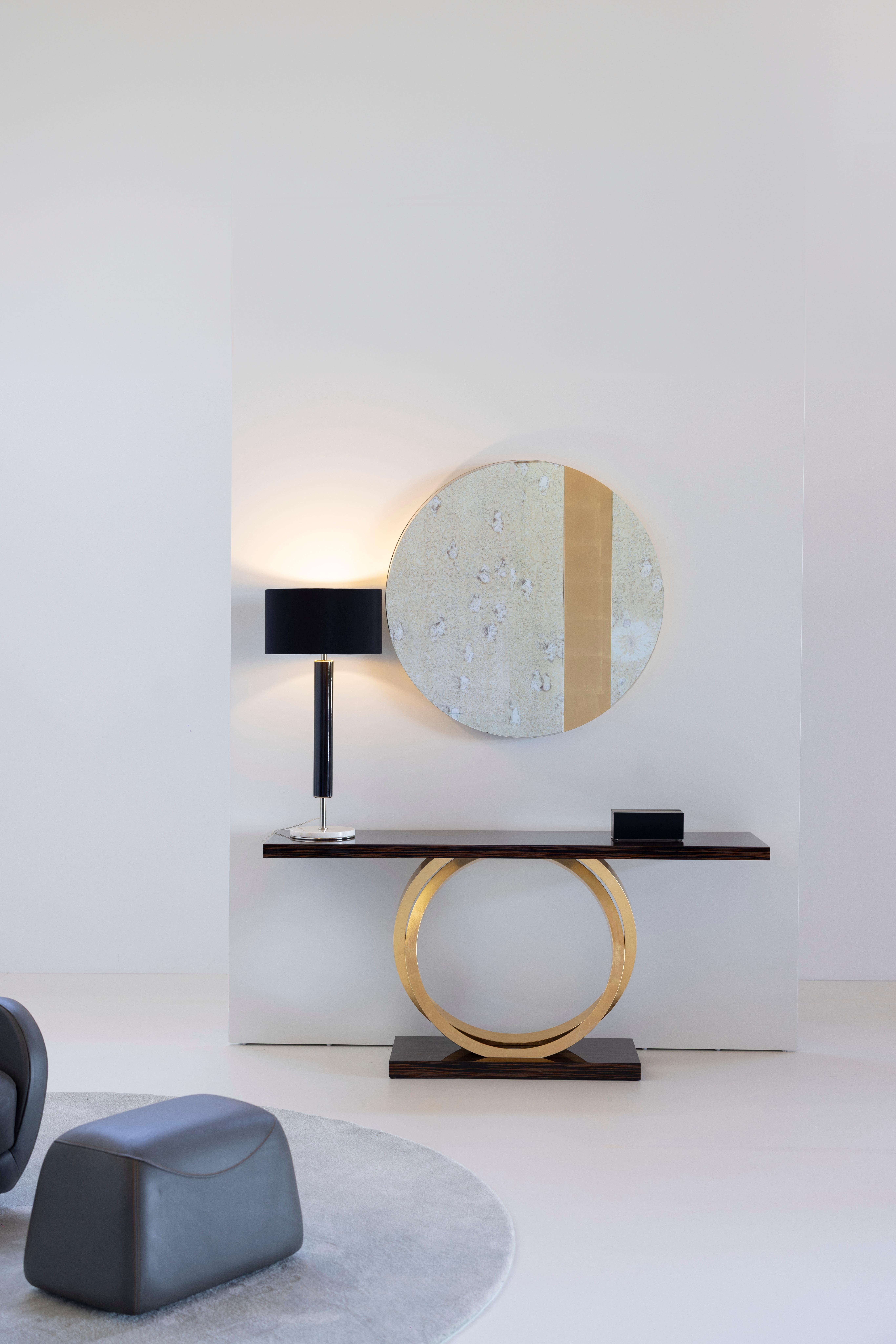 Mesa Consola Art Decó Armilar, Ébano, Pan de Oro, Hecho a Mano Portugal, Greenapple en venta 2