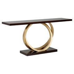 Art Deco Armilar Console Table, Ebony, Gold Leaf, Handmade Portugal, Greenapple