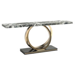 Mesa Consola Art Decó Armilar, Mármol Grand Antique Noir, Hecho a Mano Greenapple