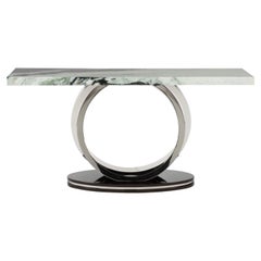 Art Deco Armilar Console Table, Green Jade Marble, Handmade by Greenapple