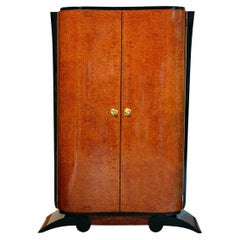 Art Deco Armoire, Amboina Burl and Black Lacquer, France, circa 1930