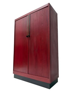 Armario Art Déco de A.H. Jansen, roble teñido de rojo, diseño holandés, años 20