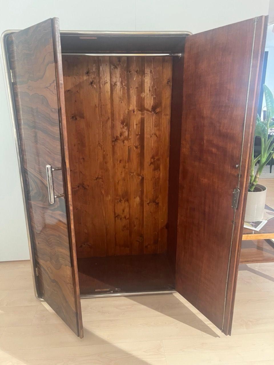 Bauhaus Armoire, Palisander Optic, Steeltube and Chrome, Germany circa 1930 For Sale 5