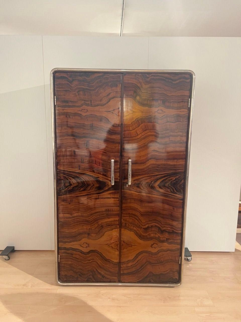 Mid-20th Century Bauhaus Armoire, Palisander Optic, Steeltube and Chrome, Germany circa 1930 For Sale