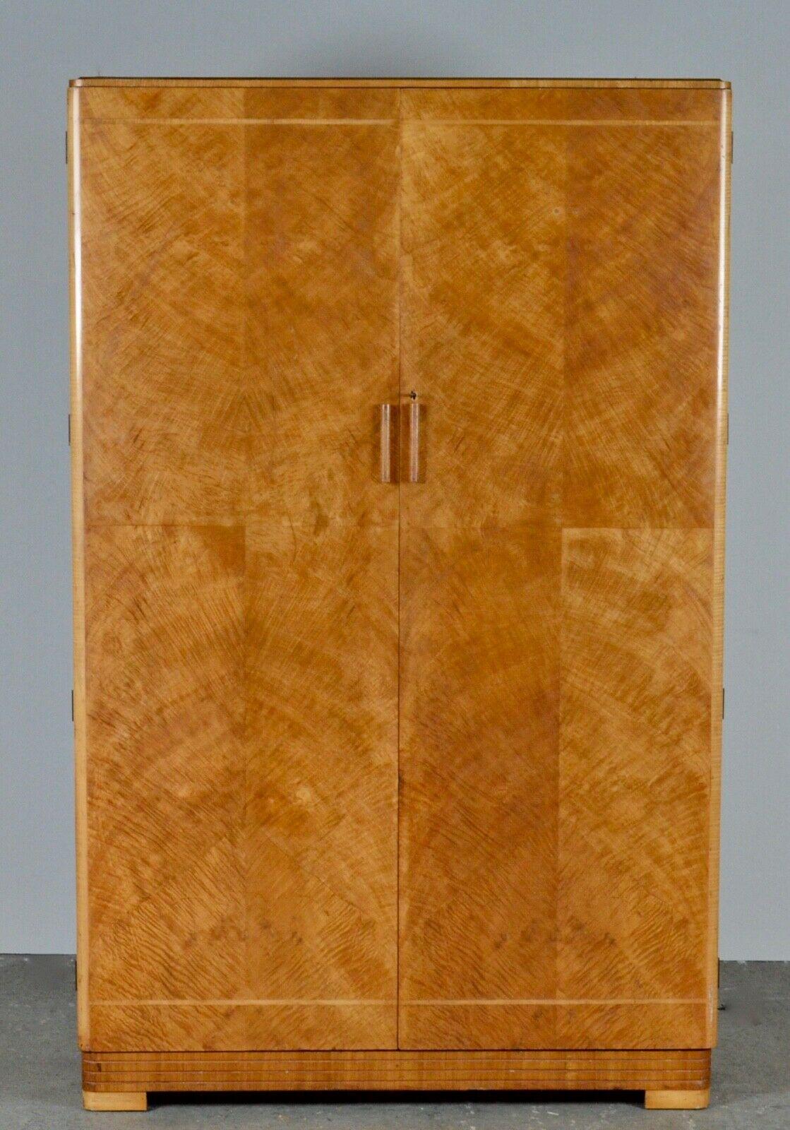 Mid-20th Century Art Deco Army & Navy Ltd Stamped 20/3/50 Maple Wardrobe Suite/ Chest Available
