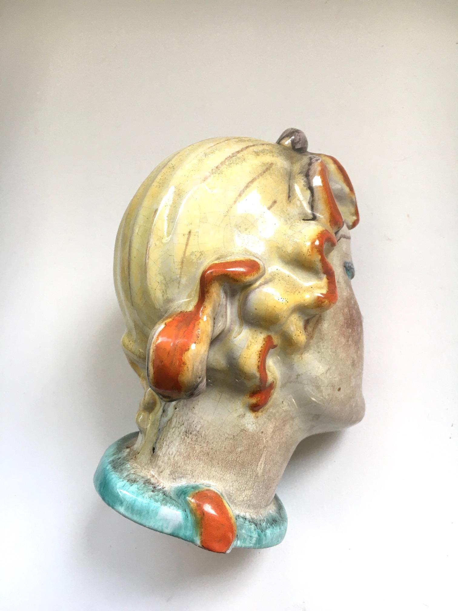 Art Deco Art Ceramics Woman Buste in the style of Goldscheider, 1930's For Sale 9