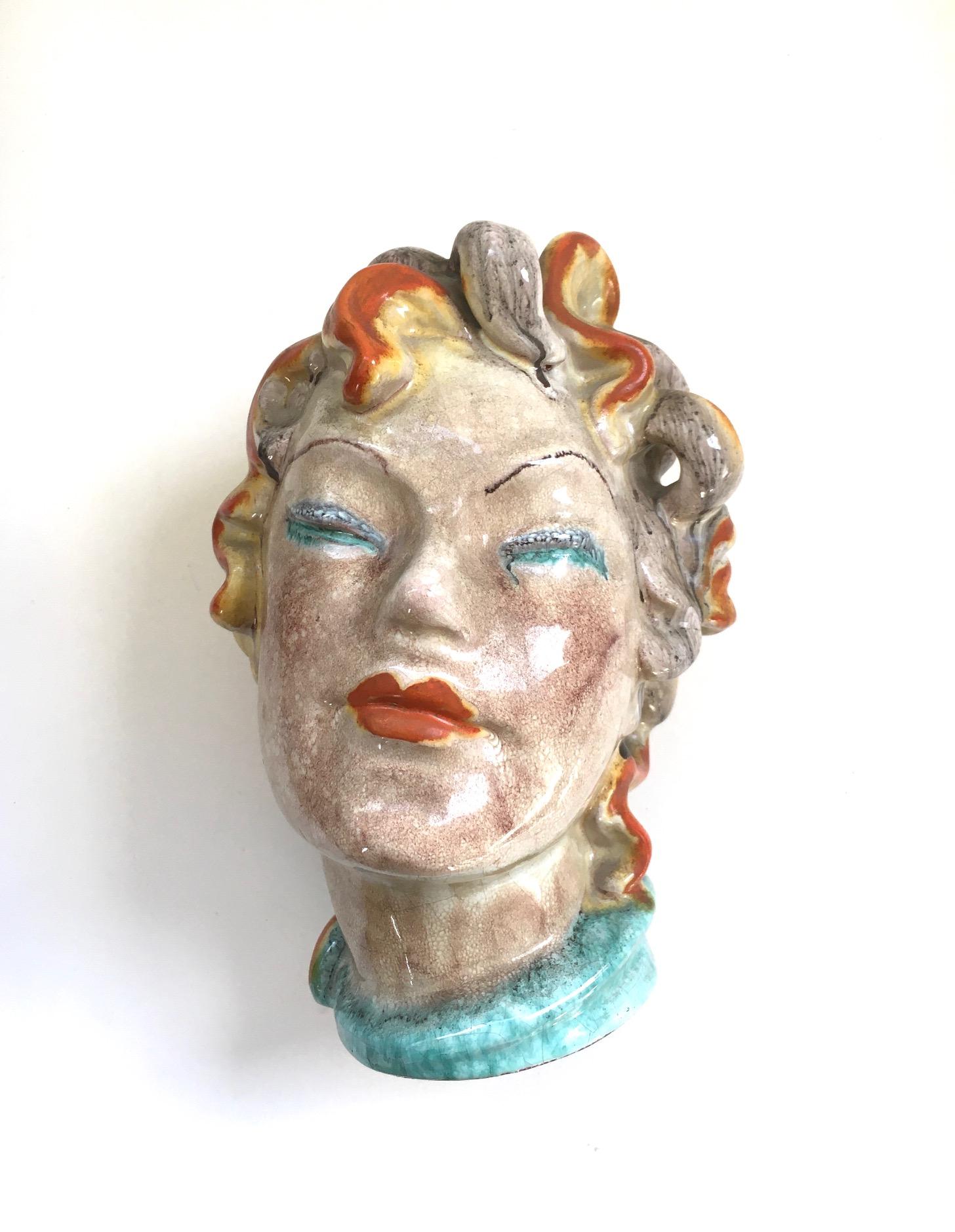 Art Deco Art Ceramics Woman Buste in the style of Goldscheider, 1930's For Sale 10