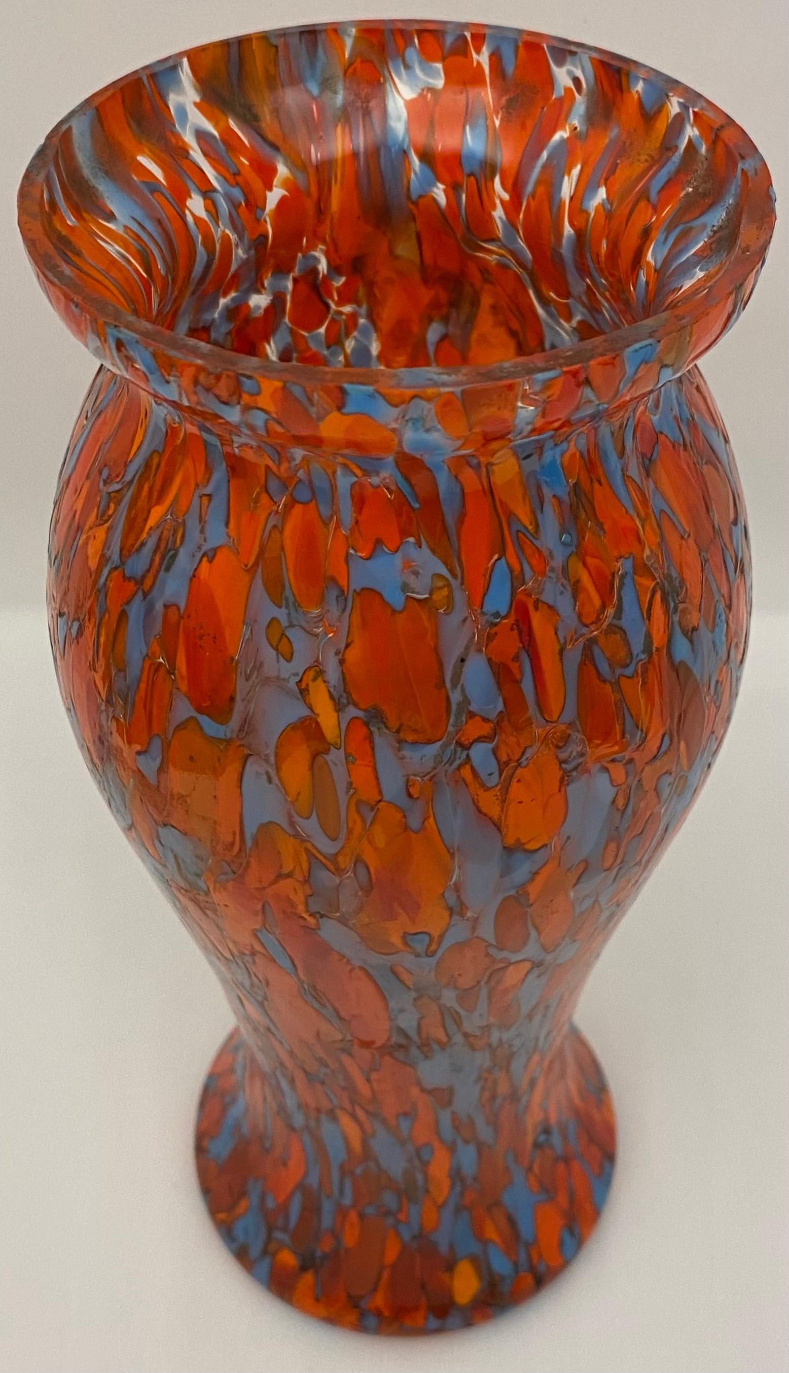 French Art Deco Multicolored Art Glass Vase  For Sale