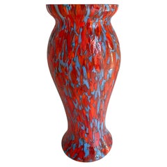 Art Deco Art Glass Vase Red Blue Orange