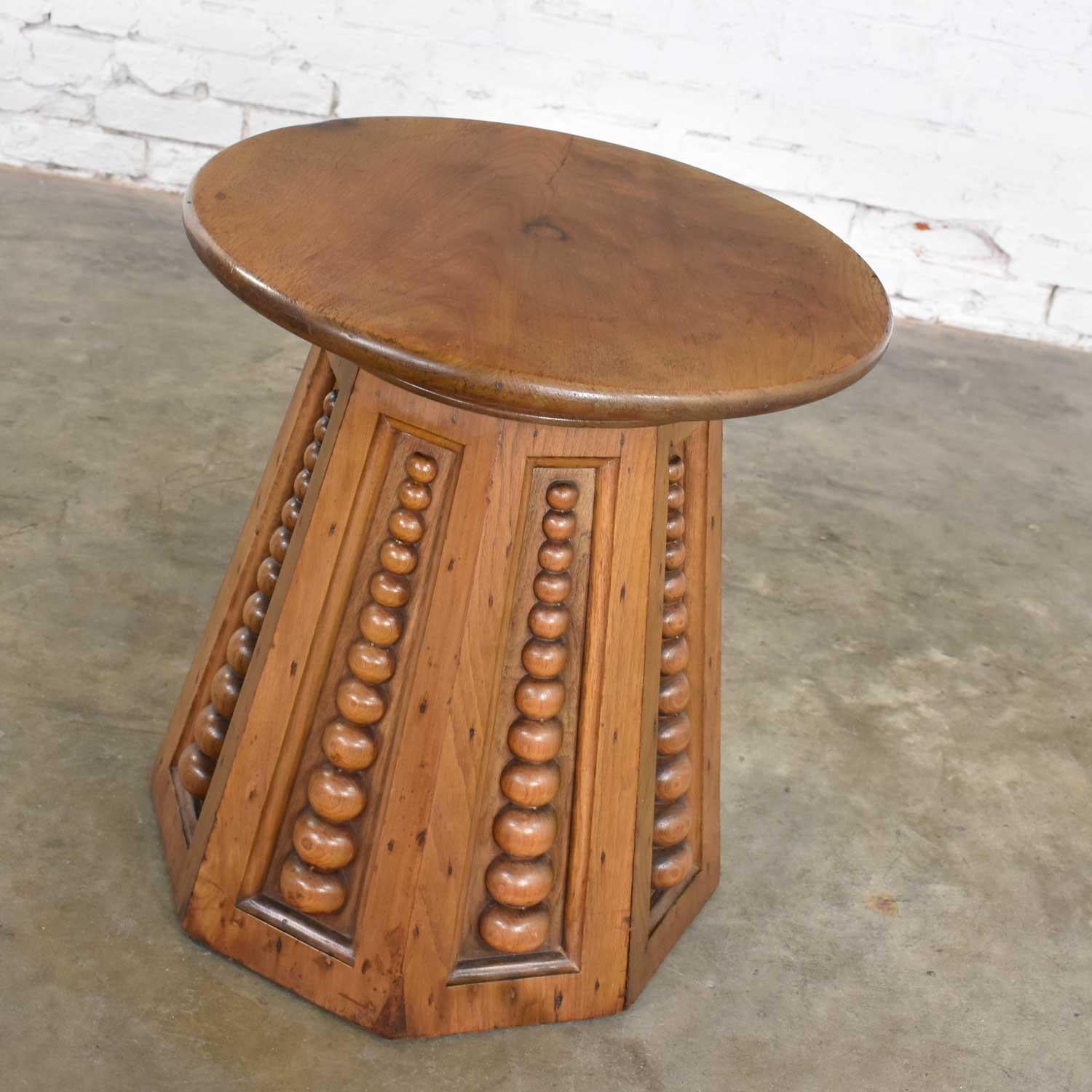 Unknown Art Deco Art Nouveau Arts & Craft Conical Side Table Round Top Octagon Base