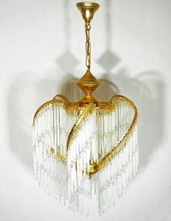 Art Deco & Art Nouveau Crystal Glass Fringe Hollywood Regency Gilt Chandelier