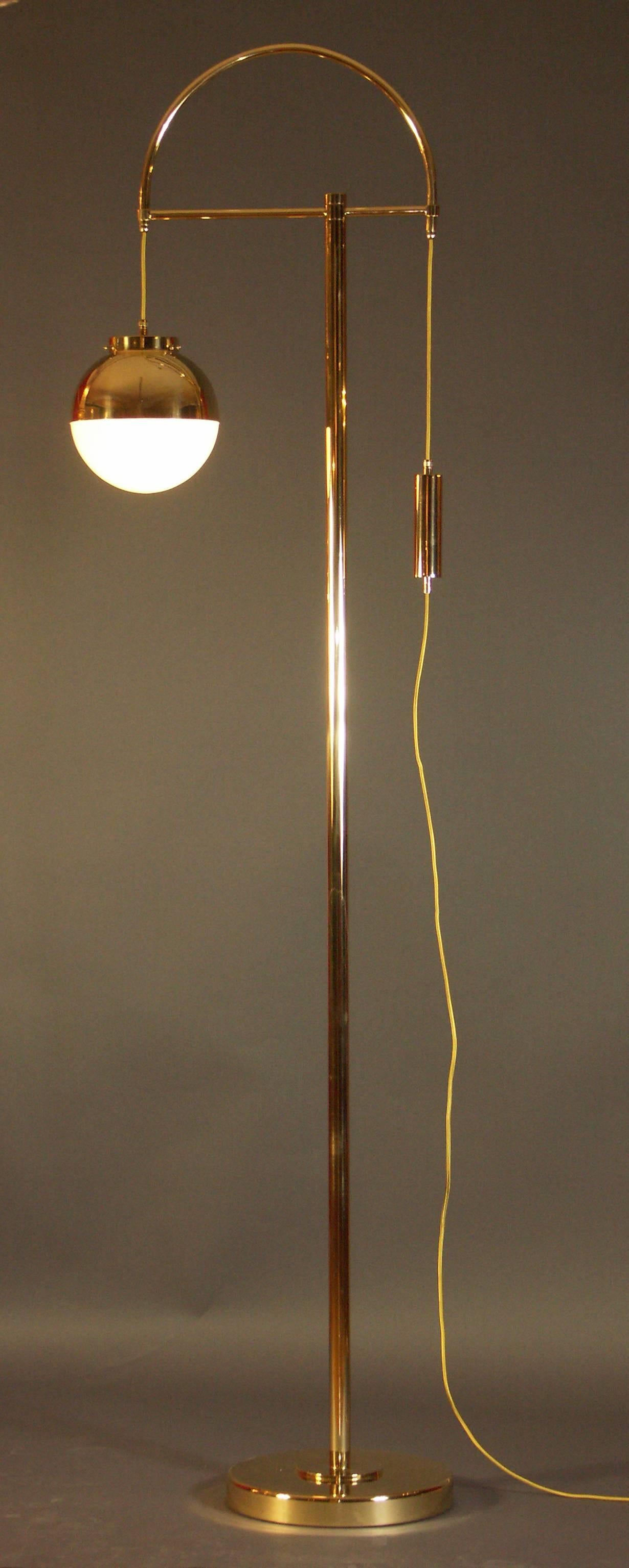 Hand-Crafted Art Deco, Art Nouveau Lift Floor Lamp Adjustable in Height, Re Edition For Sale