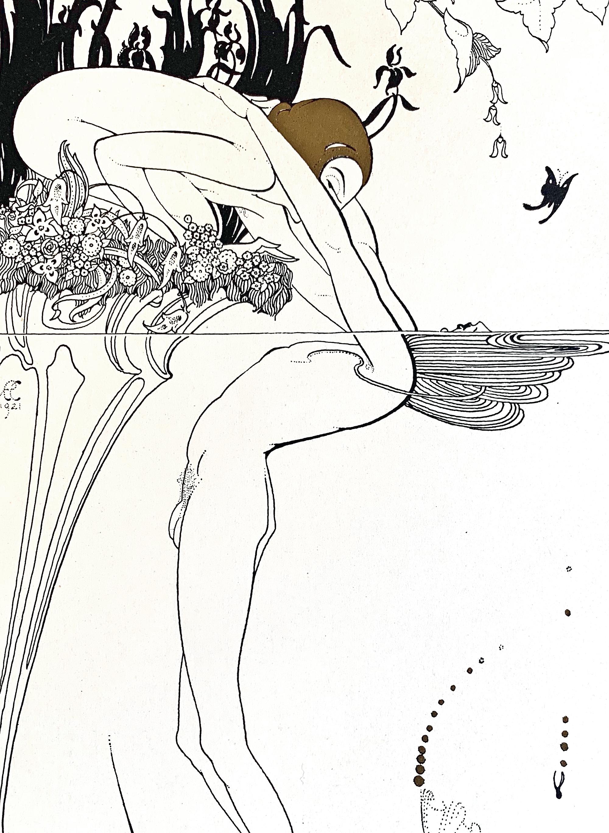 Cet ensemble remarquable de six estampes sensuelles, rehaussées d'encre dorée et argentée, a été publié et relié par John Henry Nash en 1926 pour honorer la vie de son collaborateur fréquent, Ray Frederick Coyle. Coyle étant décédé prématurément,