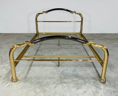 Art Deco Art Nouveau Solid Brass & Enameled Steel Double Bed Armoni Essebi Italy
