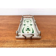 Art Deco / Art Noveau Metal and Glass Tray