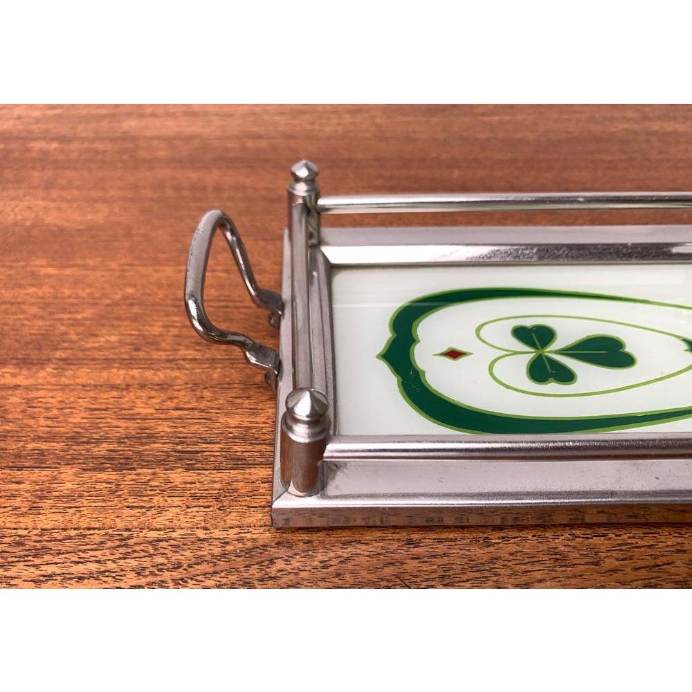 Art Deco / Jugendstil Tablett aus Metall und Glas (Art déco) im Angebot