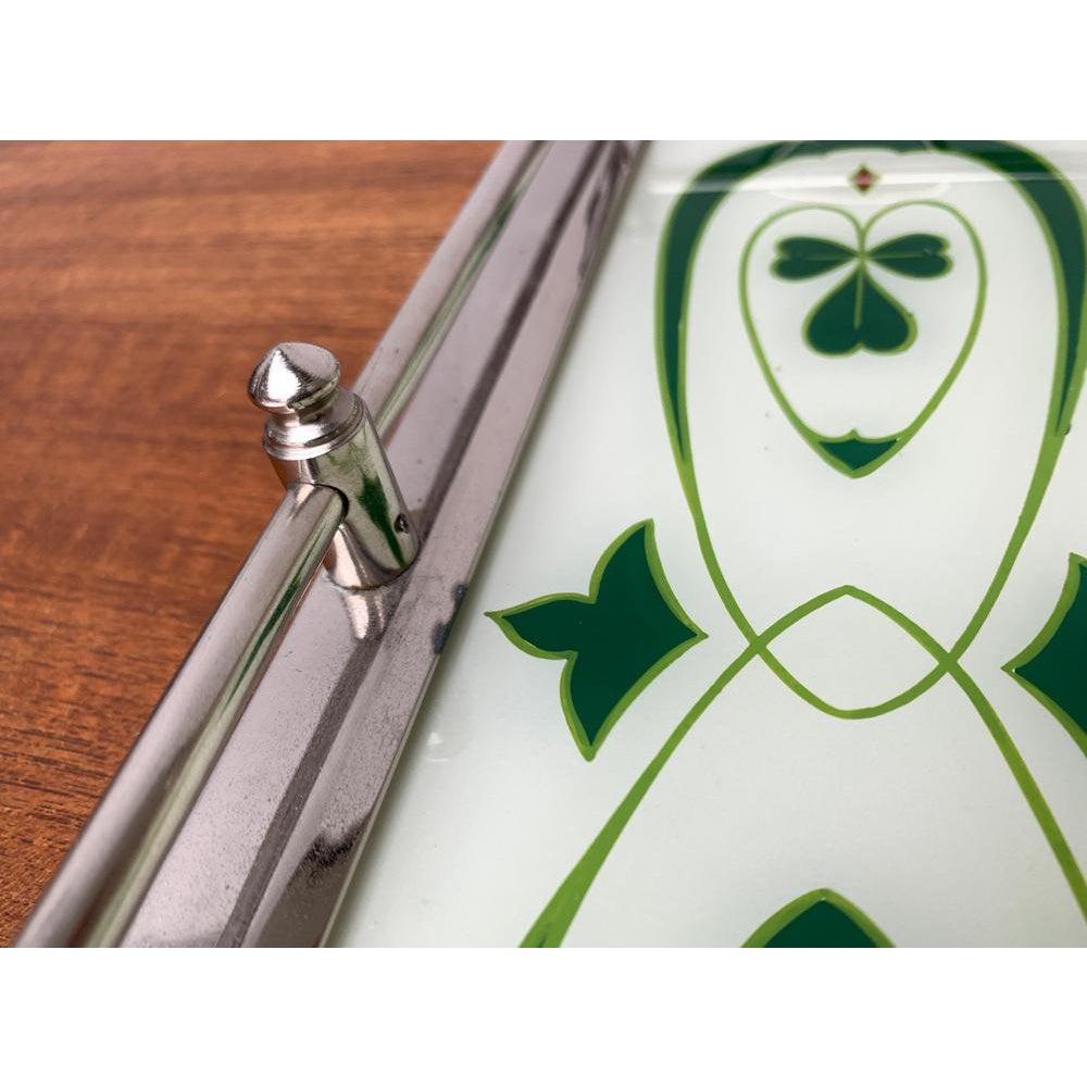 Art Deco / Jugendstil Tablett aus Metall und Glas im Angebot 4