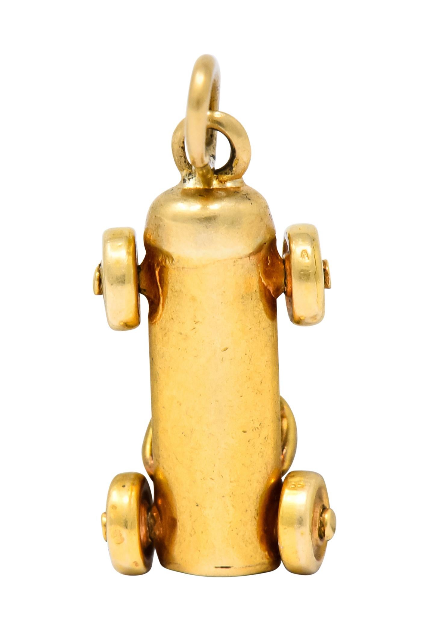 Art Deco Articulated 14 Karat Gold Soapbox Derby Charm For Sale 1