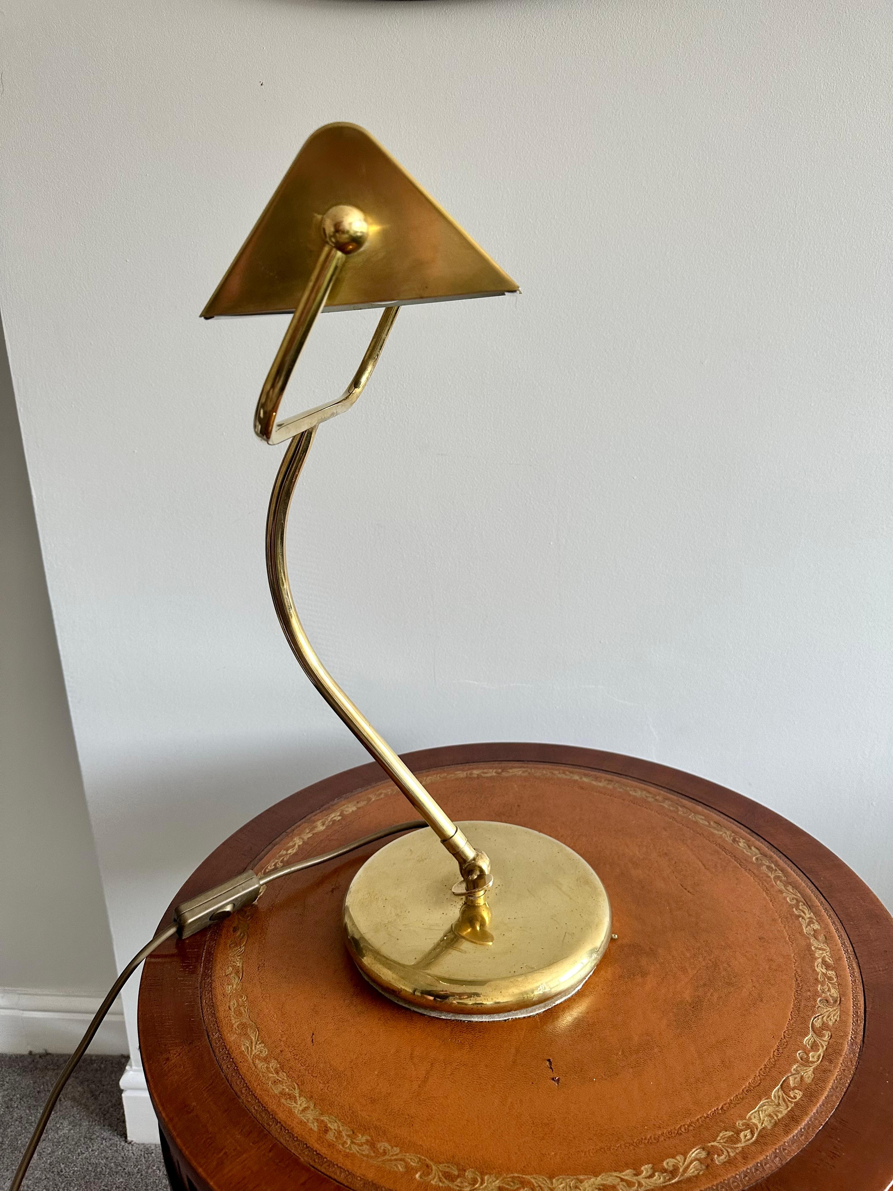 Art Deco Articulated Brass Bankers Table Lamp 2
