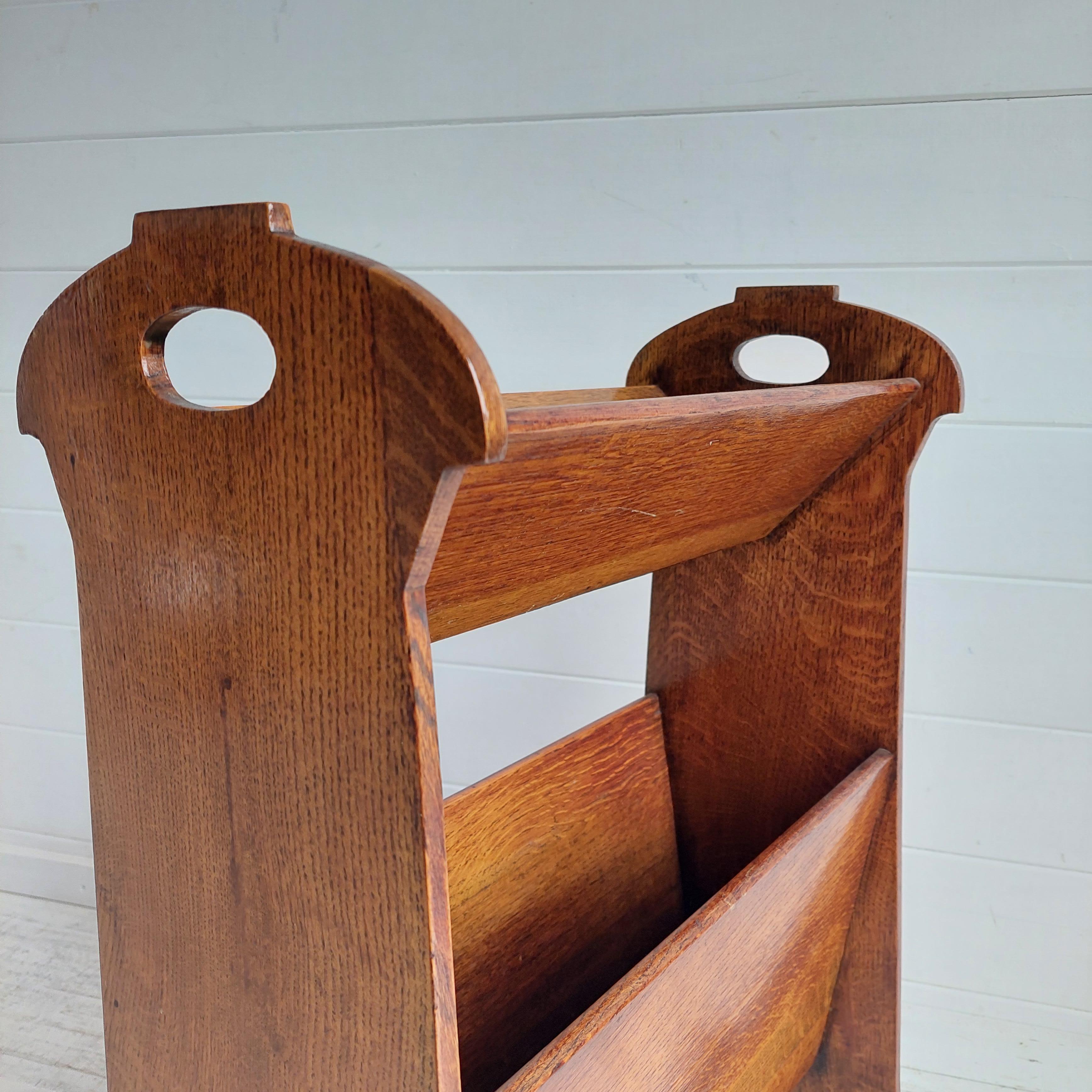 Art Deco Arts & Crafts Free Standing oak Book trough Magazine Rack, Stand 30s 5