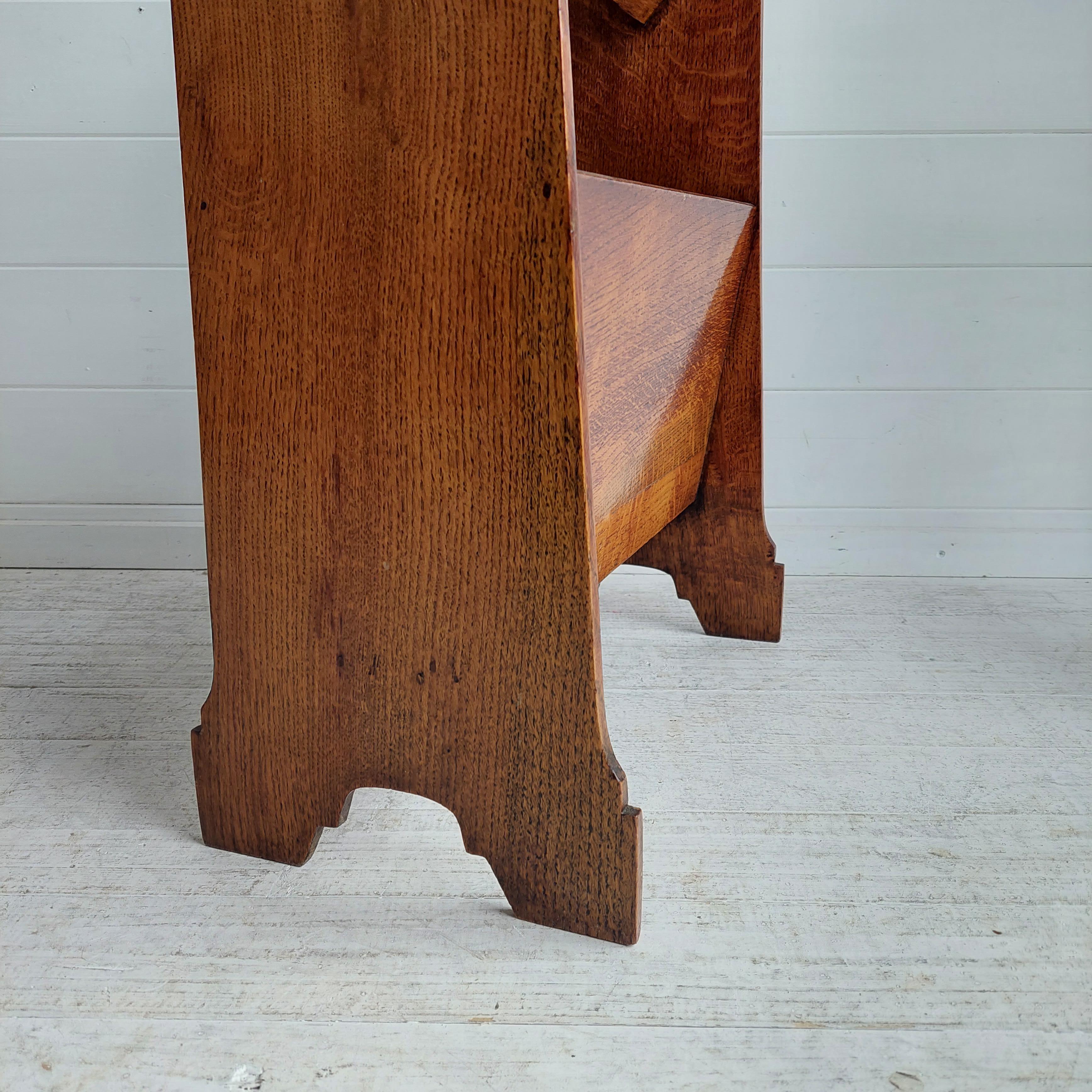 Art Deco Arts & Crafts Free Standing oak Book trough Magazine Rack, Stand 30s 7
