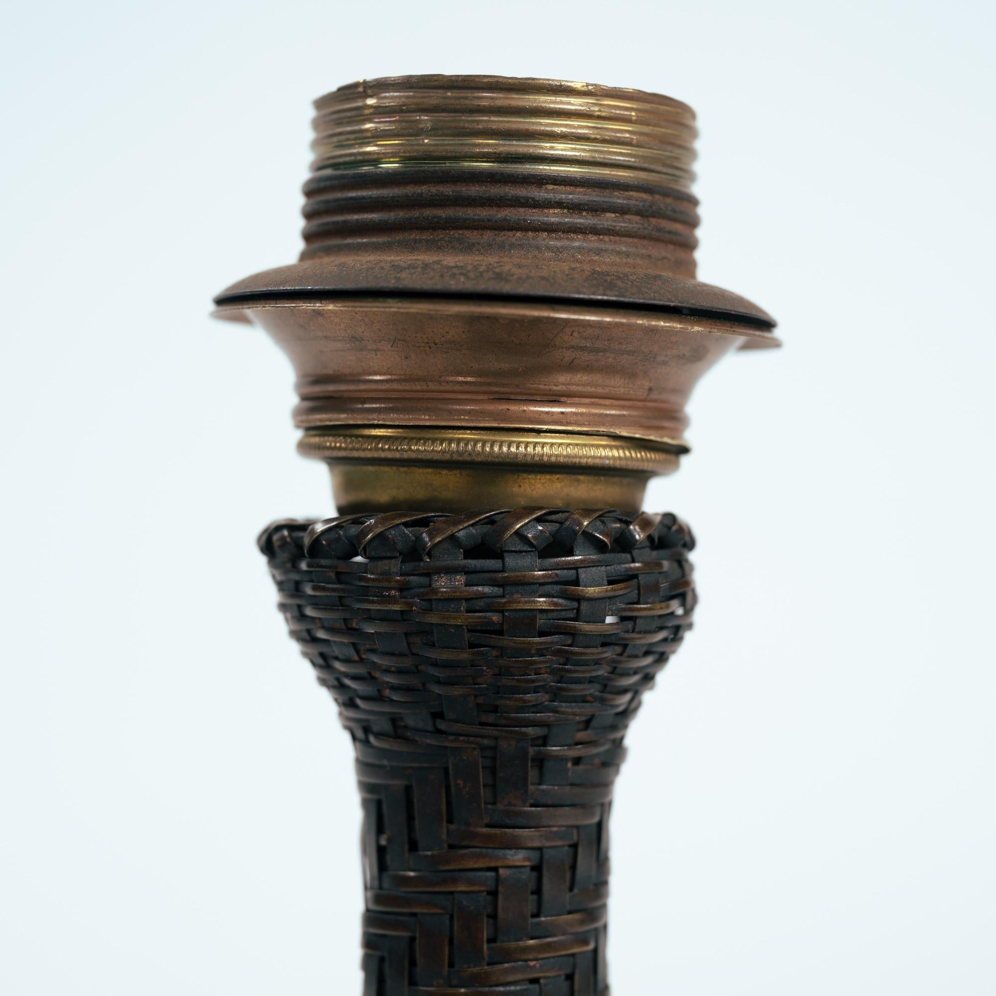 Portalámparas art decó de cobre tejido, 1900 Latón en venta
