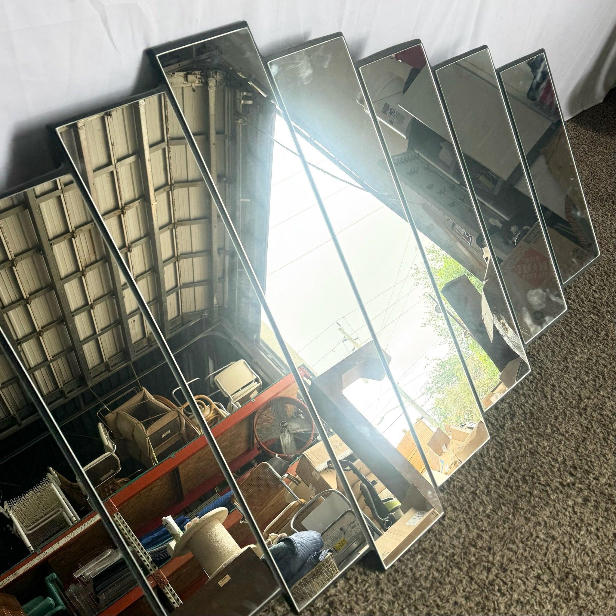 Art Deco Ascending Wall Mirror on Wood In Good Condition For Sale In Delray Beach, FL