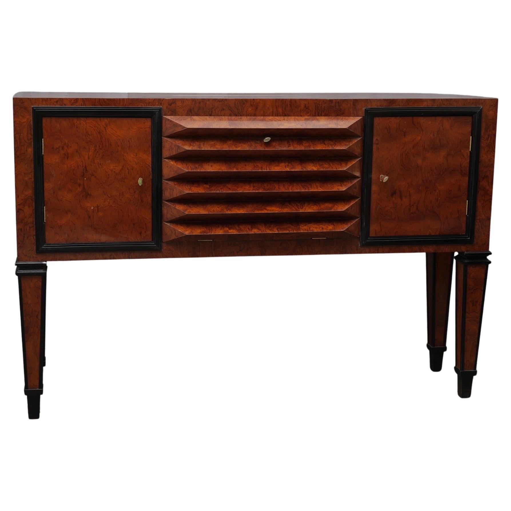 Art Deco Ash Wood and Brass Keys Austrian Dry Bar Credenzas Sideboard, 1920 For Sale