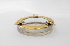 Art Deco ashtray brass and cut glass around 1920s