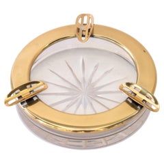 Art Deco ashtray brass and cut glass around 1920s