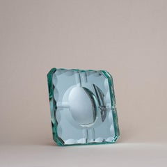 Posacenere Art Déco di Jean Luce, vetro e specchio sfaccettato di Saint Gobain, Francia anni '20