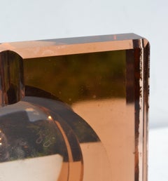 Cenicero Art Déco de Jean Luce, cristal de Saint Gobain, tono dorado, Francia