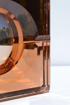 Cendrier Art déco de Jean Luce, verre Saint Gobain, teinte dorée, France