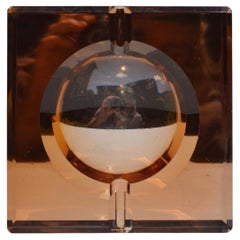 Cenicero Art Déco de Jean Luce, cristal de Saint Gobain, tono dorado, Francia