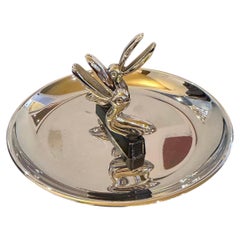 Art Deco Ashtray Catch it all Bowl 2 Sculptural Birds on Bakelite Bar Chrome