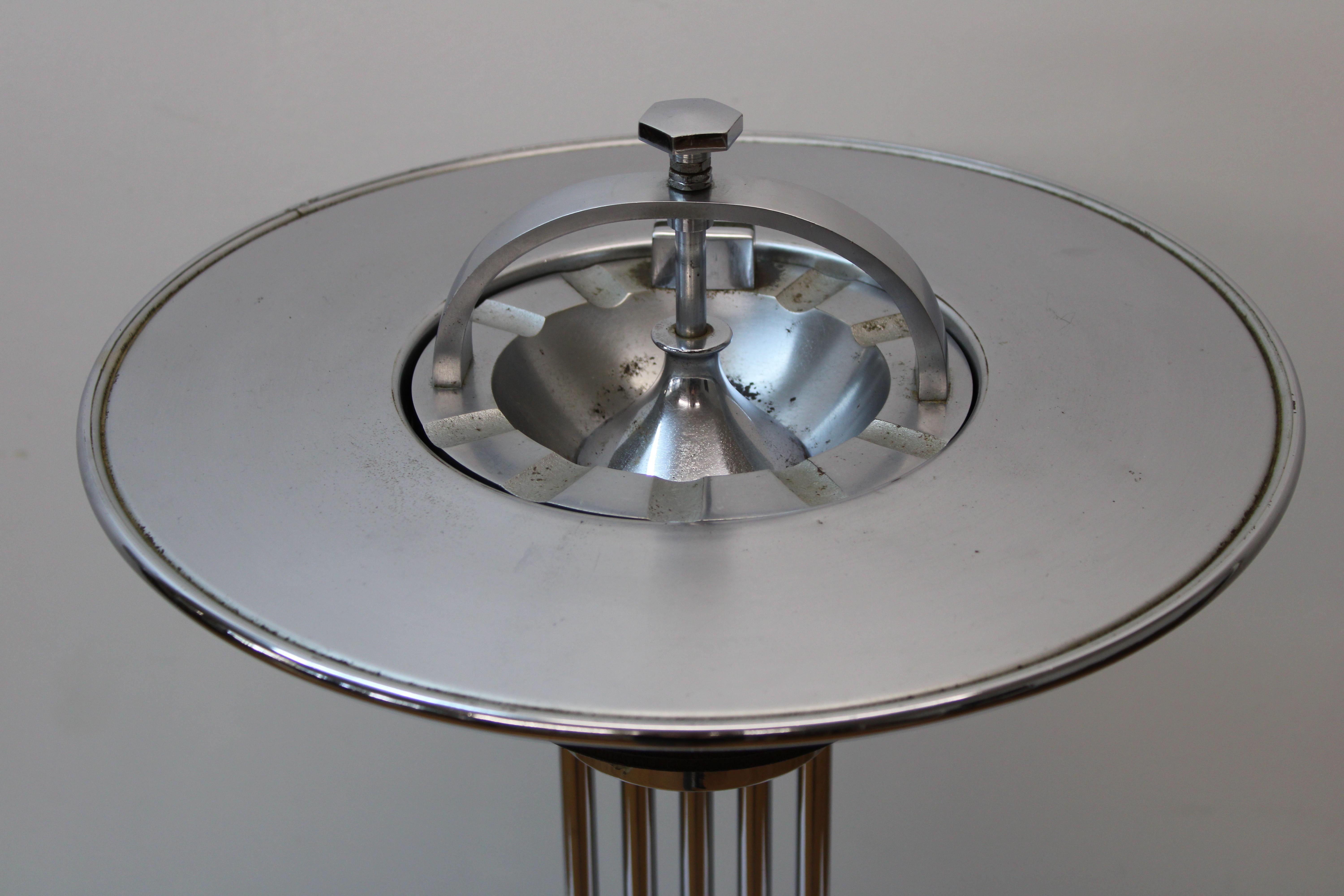 Metal Art Deco Ashtray / Cocktail Smoker Stand Designed By W.J Campbell