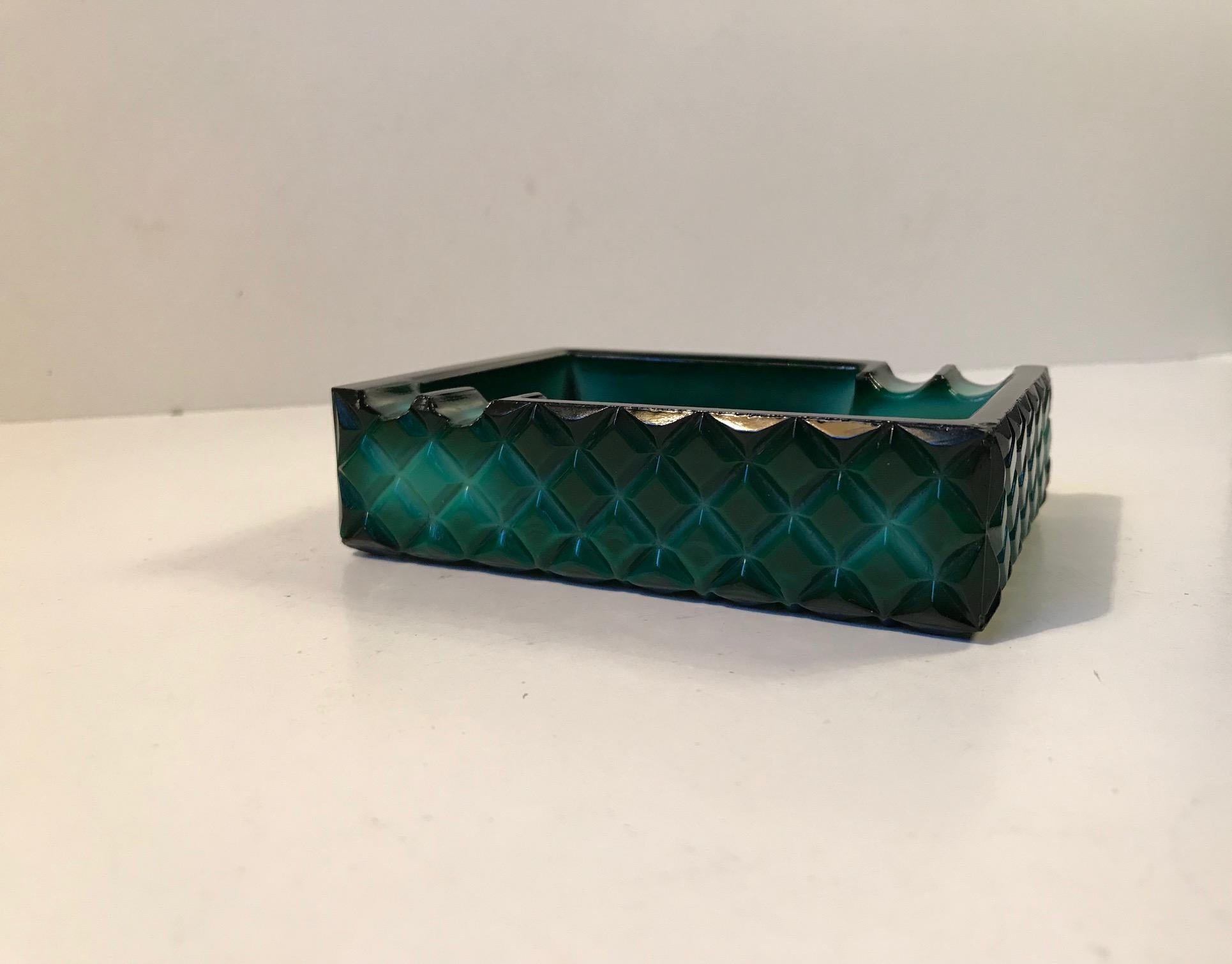 Art Deco Ashtray in Malachite Glass, Bohemia, 1930s In Good Condition In Esbjerg, DK