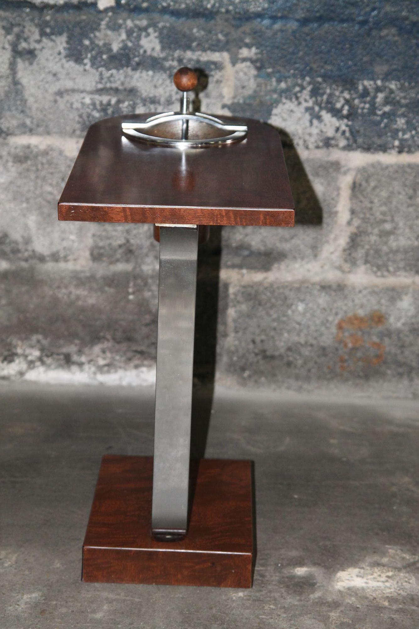 Chrome Art Deco Ashtray Side Table by Charles Hardy For Sale