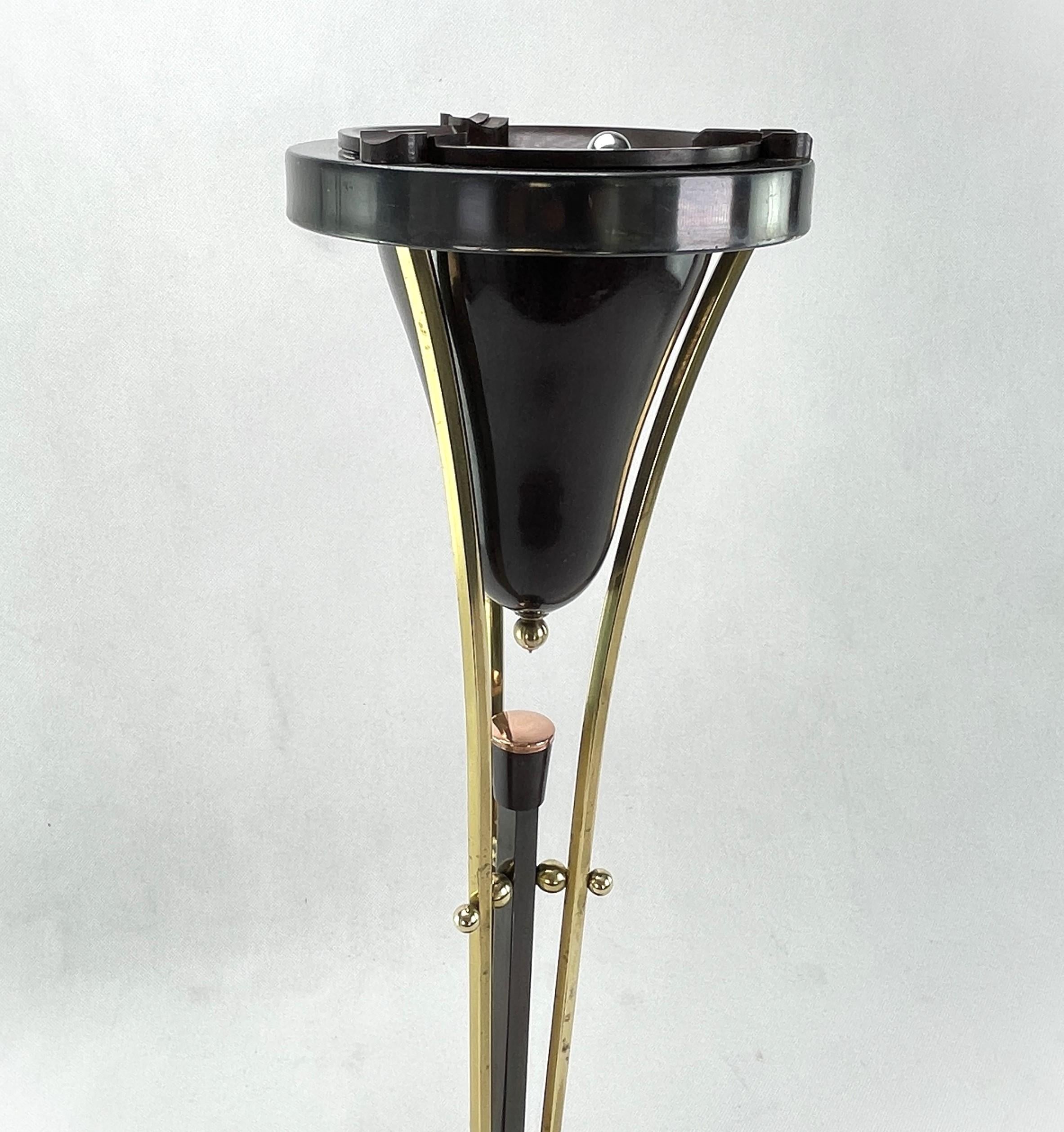 Belgian Art Deco Ashtray Stand, brass and Bakelite by Demeyere, Belgium, 1930s For Sale