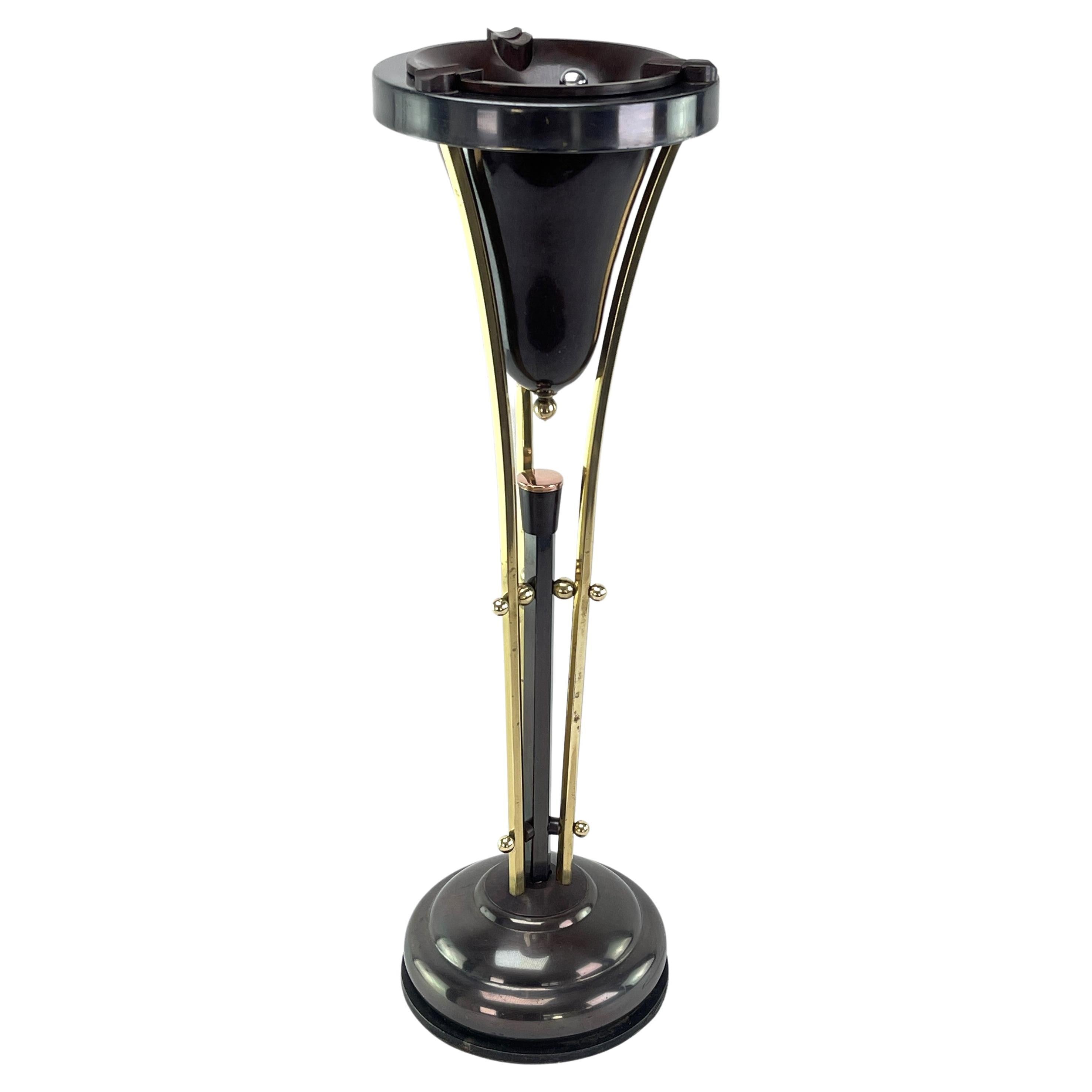 Art Deco Ashtray Stand, brass and Bakelite by Demeyere, Belgium, 1930s For Sale