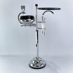 Cendrier Art Déco, chrome et bakélite par Demeyere, Belgique, années 1930