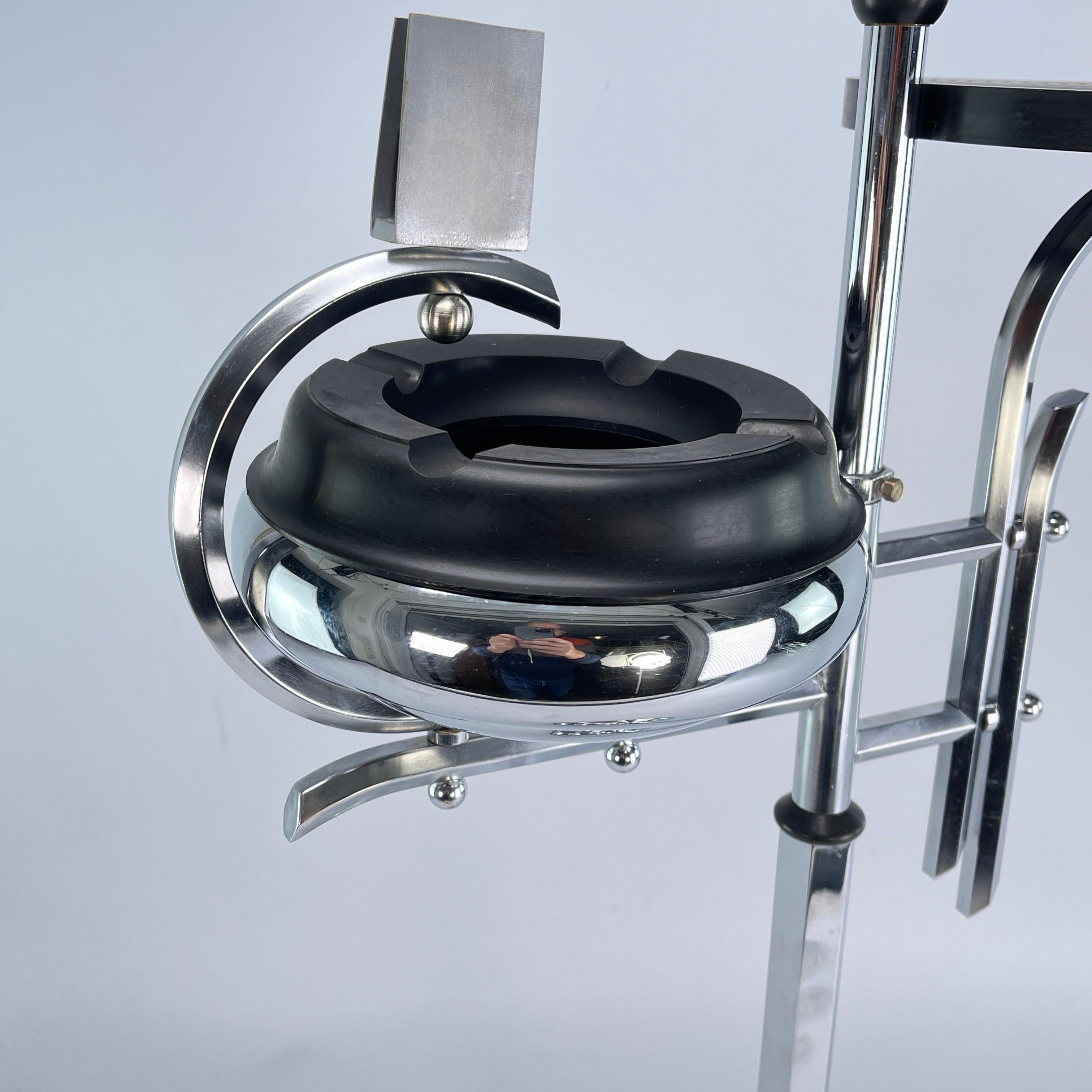 Belgian Art Deco Ashtray Stand, Chrome and Bakelite by Demeyere, Belgium, 1930s For Sale