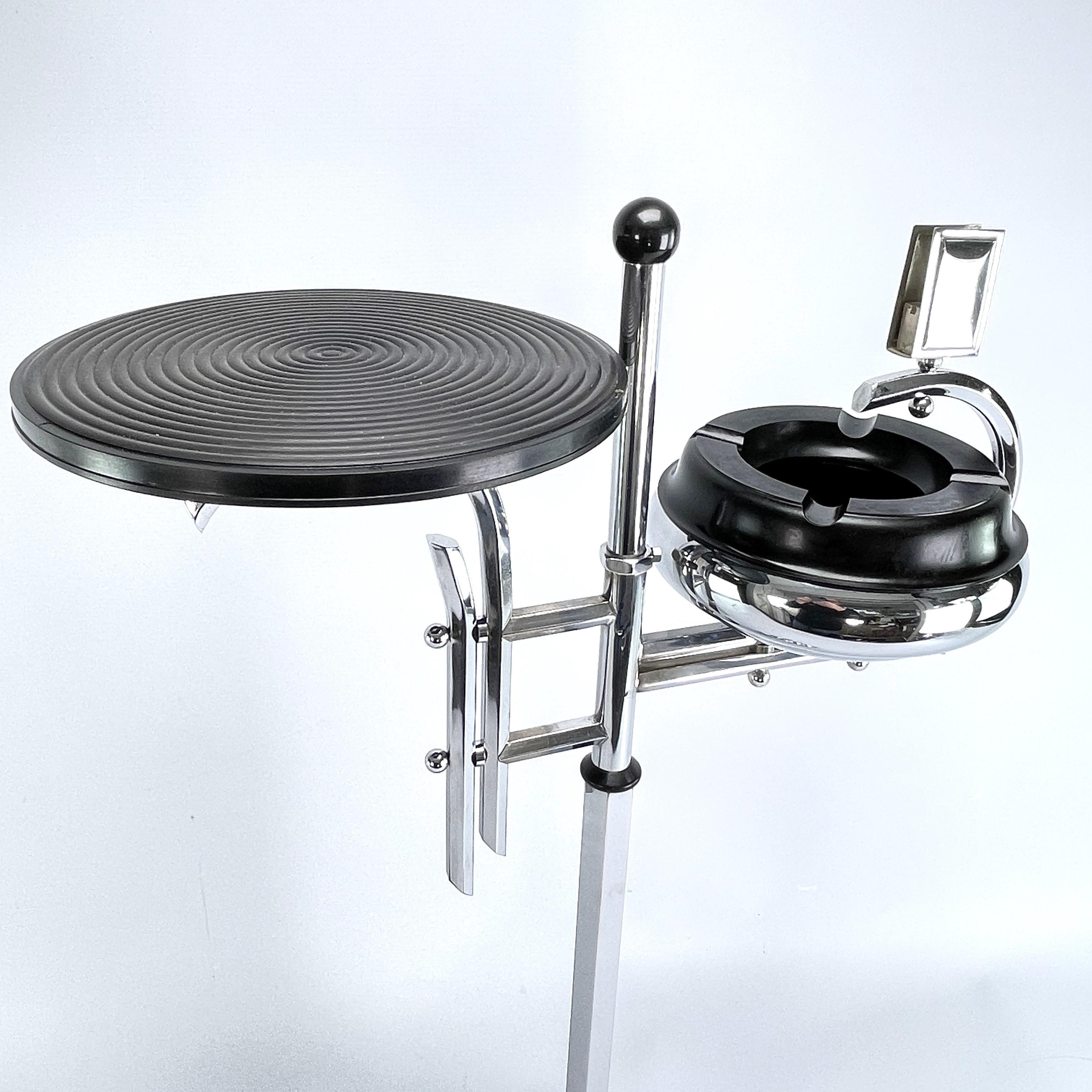 Art Deco Ashtray Stand, Chrome and Bakelite by Demeyere, Belgium, 1930s In Good Condition For Sale In Bingen am Rhein, RP