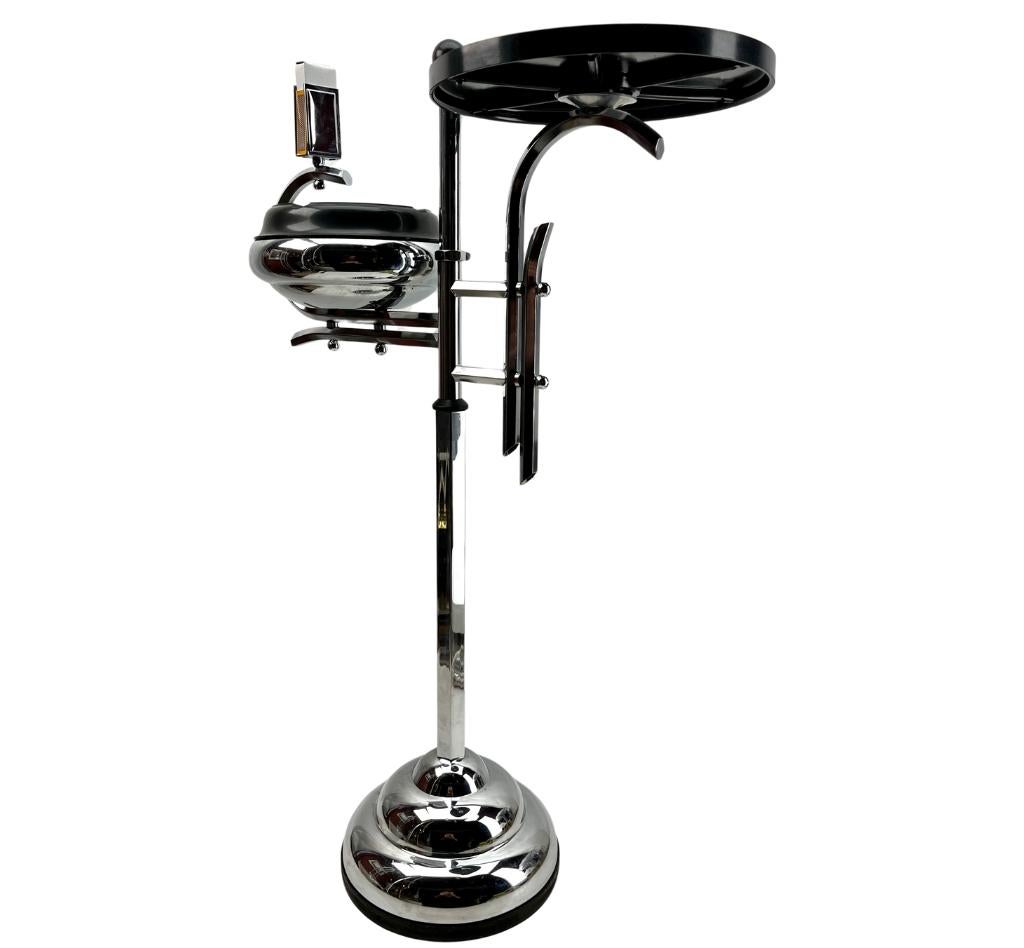 Art Deco Ashtray Stand, Chrome and Bakelite by Demeyere, Belgium, 1930s In Good Condition For Sale In Verviers, BE