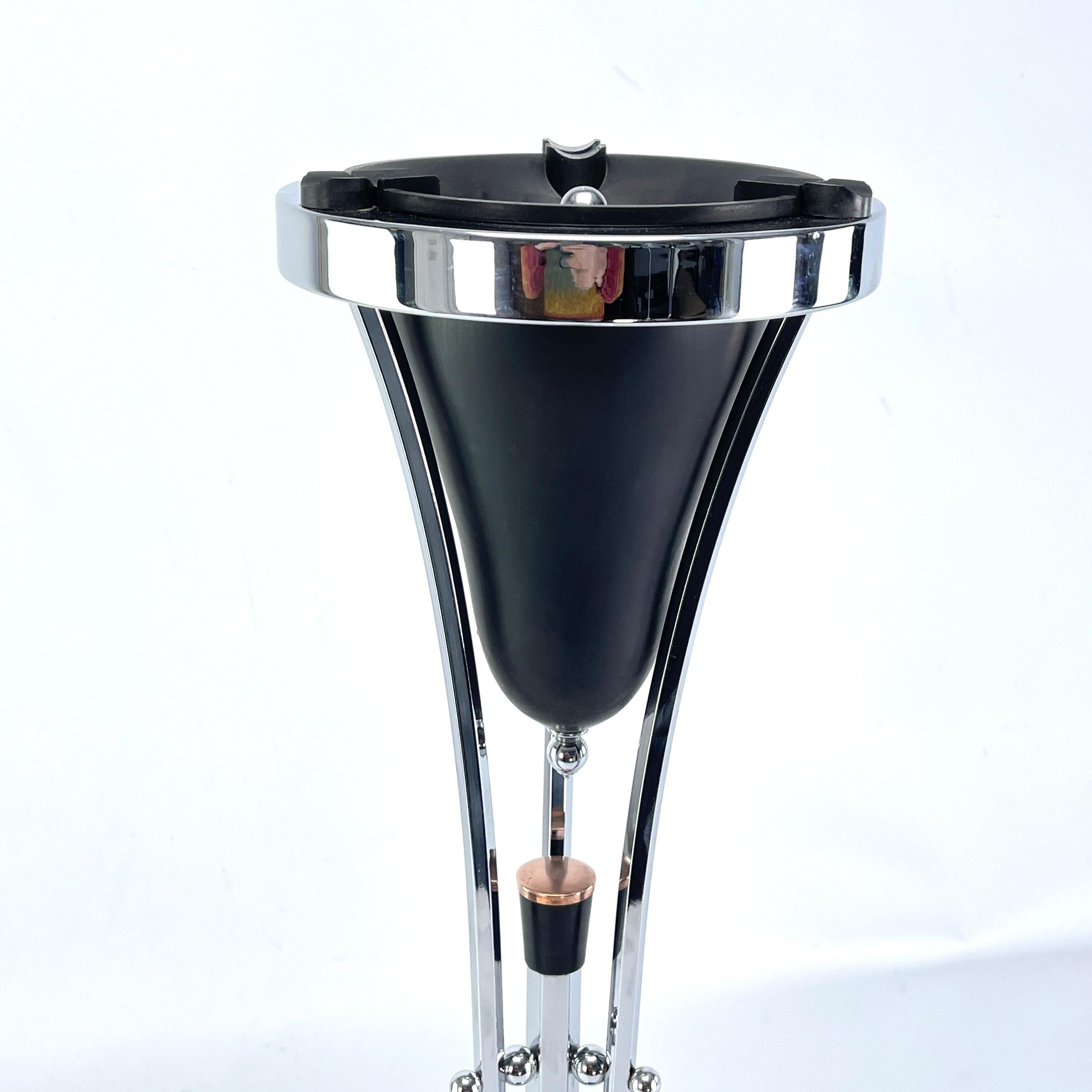 Mid-20th Century Art Deco Ashtray Stand, chrome and Bakelite by Demeyere, Belgium, 1930s For Sale