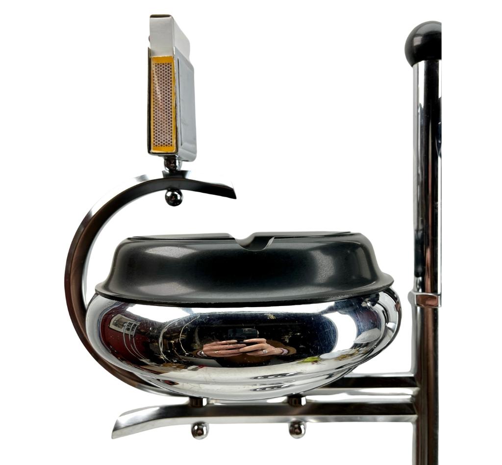 Mid-20th Century Art Deco Ashtray Stand, Chrome and Bakelite by Demeyere, Belgium, 1930s For Sale