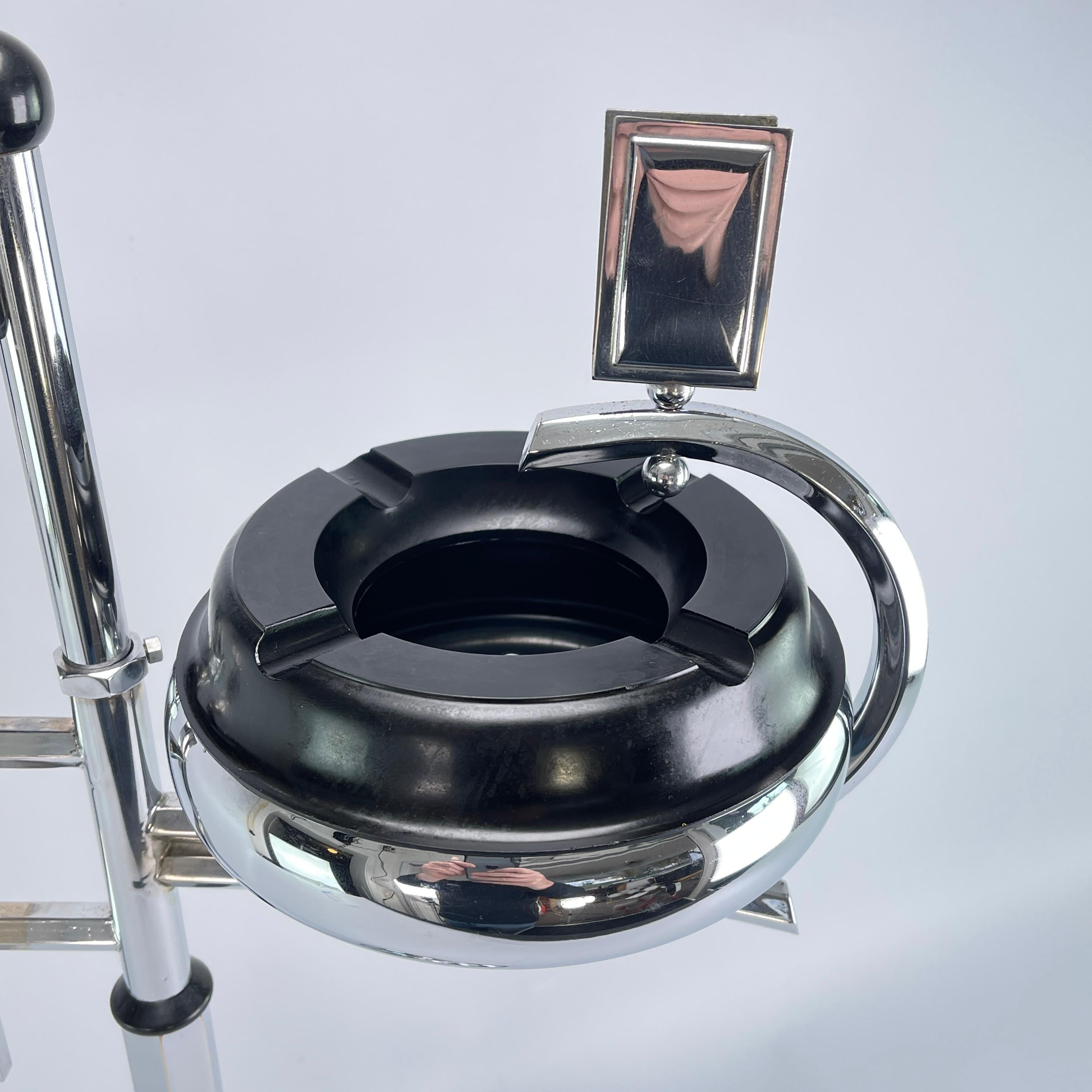 Metal Art Deco Ashtray Stand, Chrome and Bakelite by Demeyere, Belgium, 1930s For Sale